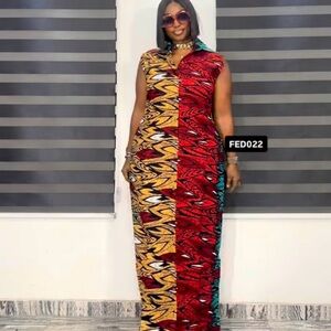 Colorblock Sleeveless Maxi Dress in Red, Yellow & Teal